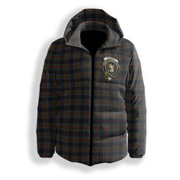 ScotsTee Shop Scottish Stewart Black 2 Crest Tartan Down Jacket Winter White Duck Down Plaid