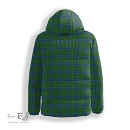 ScotsTee Shop Scottish Johnston Crest Tartan Down Jacket Winter White Duck Down Plaid
