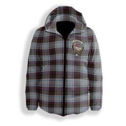ScotsTee Shop Scottish McDonald Dress Ancient Crest Tartan Down Jacket Winter White Duck Down Plaid