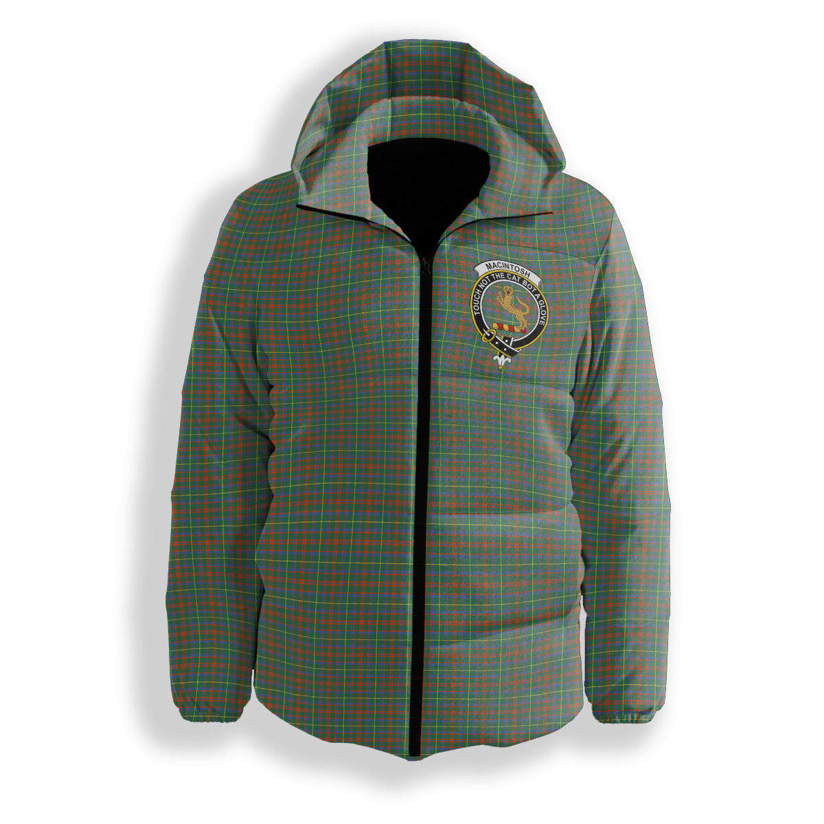 ScotsTee Shop Scottish MacIntosh Hunting Ancient Crest Tartan Down Jacket Winter White Duck Down Plaid