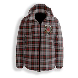 ScotsTee Shop Scottish MacDuff Dress 4 Crest Tartan Down Jacket Winter White Duck Down Plaid