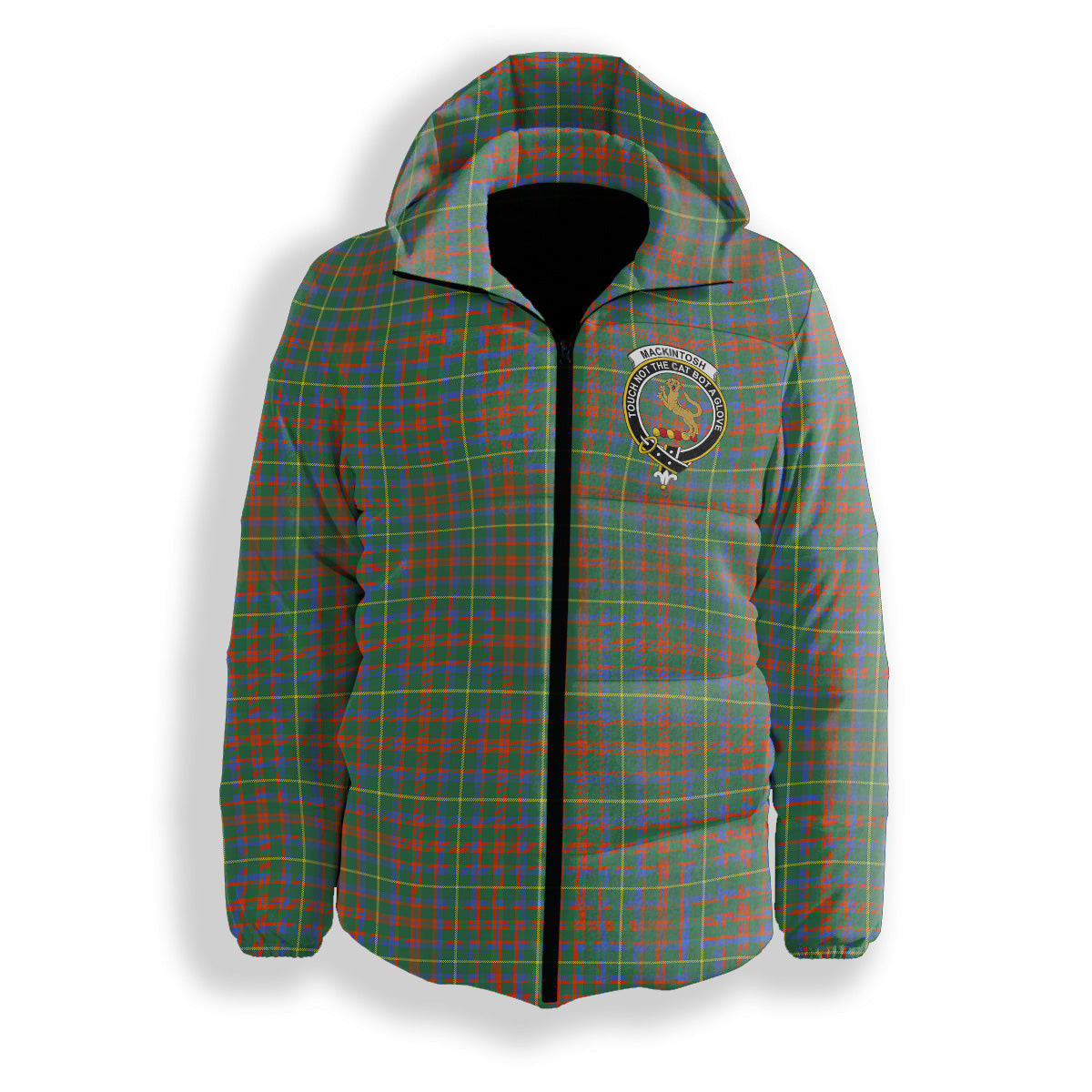 ScotsTee Shop Scottish MacKintosh Hunting Ancient Crest Tartan Down Jacket Winter White Duck Down Plaid