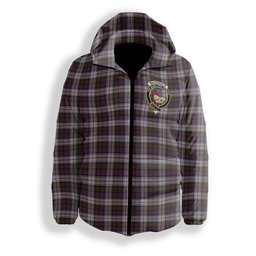 ScotsTee Shop Scottish MacDonald Dress 2 Crest Tartan Down Jacket Winter White Duck Down Plaid
