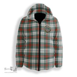 ScotsTee Shop Scottish MacBeth Dress Ancient Crest Tartan Down Jacket Winter White Duck Down Plaid