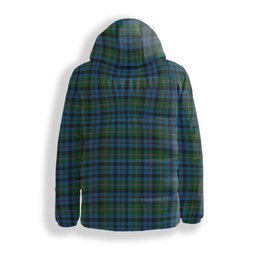 ScotsTee Shop Scottish Stevenson Hunting Red Stripe Crest Tartan Down Jacket Winter White Duck Down Plaid