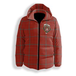 ScotsTee Shop Scottish Ross David Modern Crest Tartan Down Jacket Winter White Duck Down Plaid