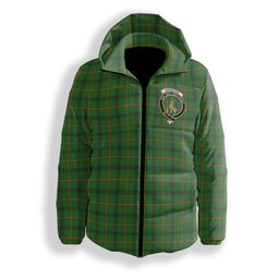 ScotsTee Shop Scottish Strachan Hunting Modern Crest Tartan Down Jacket Winter White Duck Down Plaid