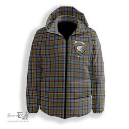 ScotsTee Shop Scottish Norvill Crest Tartan Down Jacket Winter White Duck Down Plaid