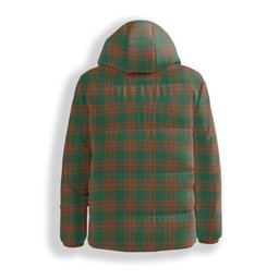 ScotsTee Shop Scottish Menzies Green Ancient Crest Tartan Down Jacket Winter White Duck Down Plaid