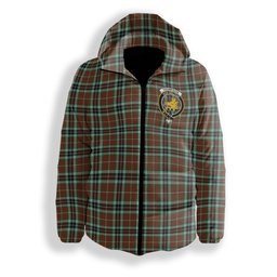 ScotsTee Shop Scottish Thompson Society Hunting Modern Crest Tartan Down Jacket Winter White Duck Down Plaid