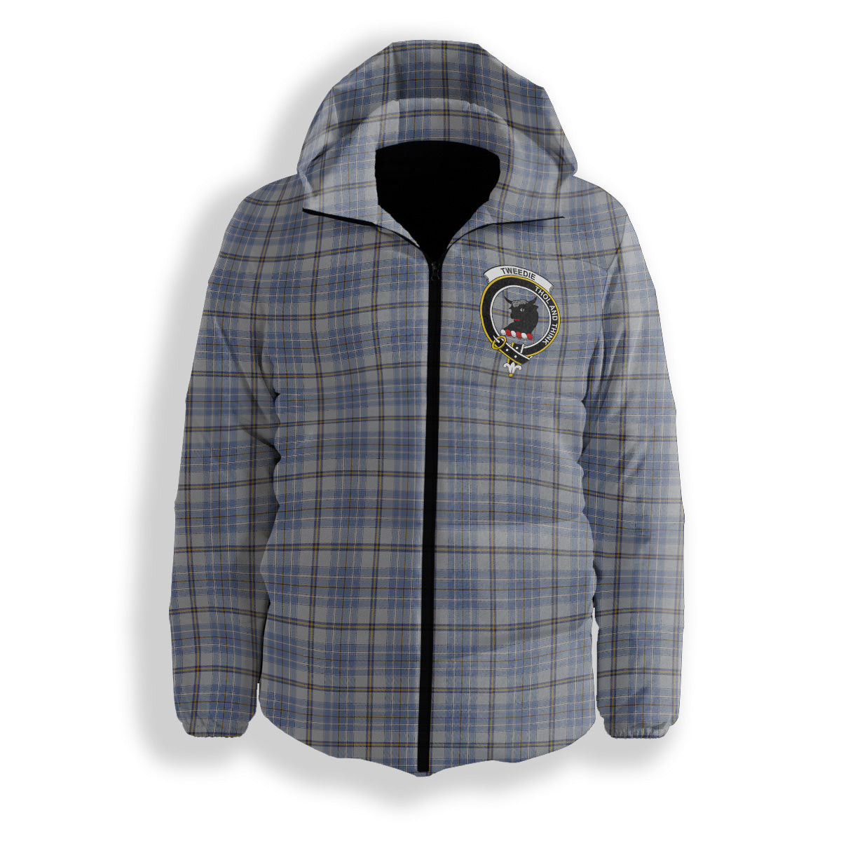 ScotsTee Shop Scottish Tweedie Crest Tartan Down Jacket Winter White Duck Down Plaid