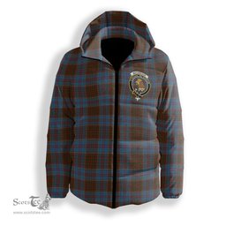 ScotsTee Shop Scottish MacGregor Hastie Crest Tartan Down Jacket Winter White Duck Down Plaid