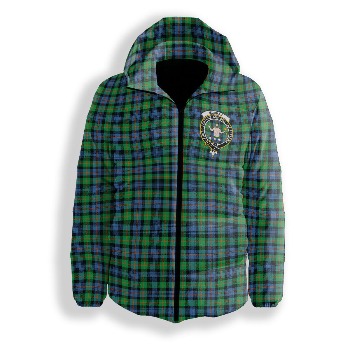 ScotsTee Shop Scottish Murray of Atholl Ancient Crest Tartan Down Jacket Winter White Duck Down Plaid