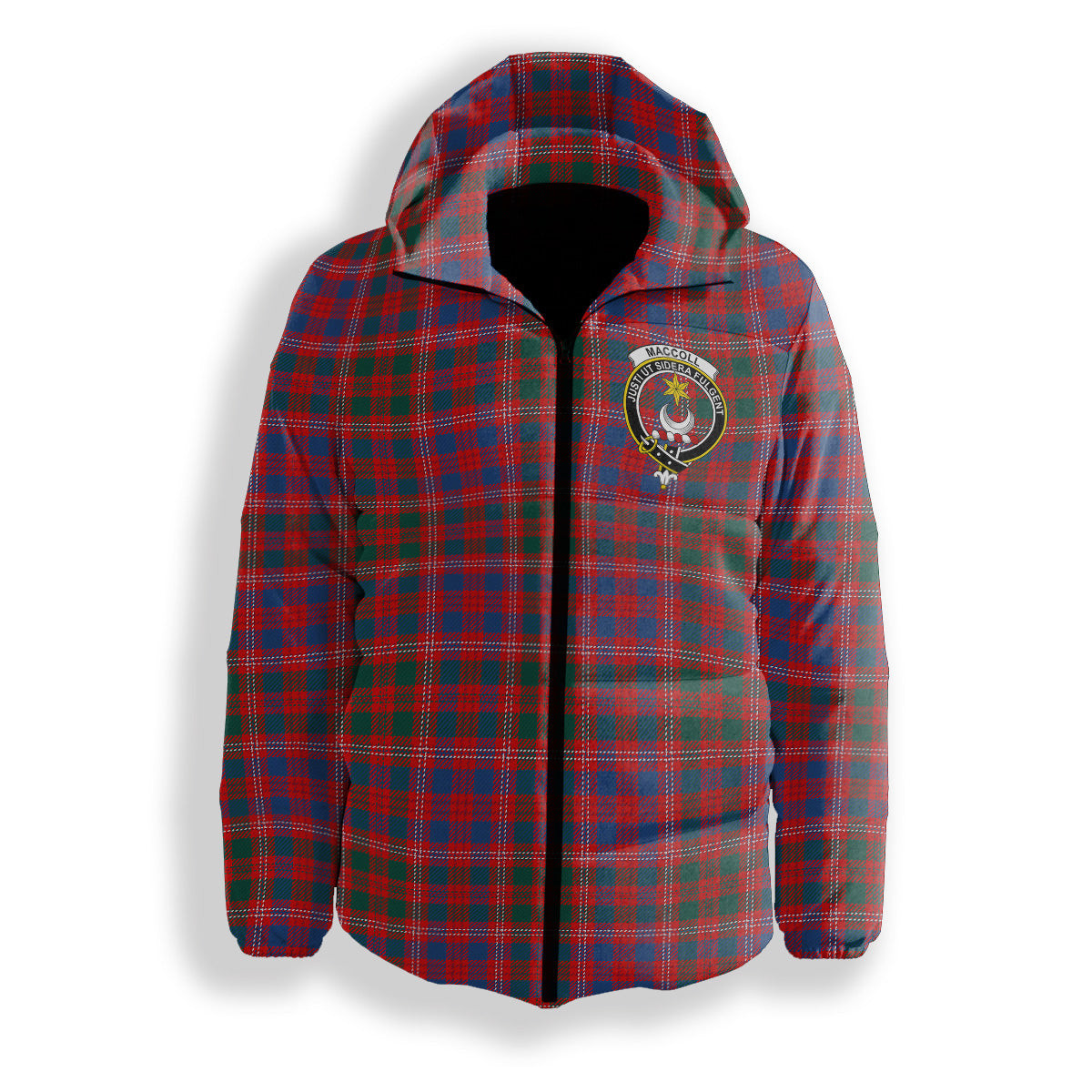 ScotsTee Shop Scottish MacColl Hunting Modern Crest Tartan Down Jacket Winter White Duck Down Plaid