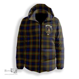ScotsTee Shop Scottish MacLellan Modern SC Crest Tartan Down Jacket Winter White Duck Down Plaid
