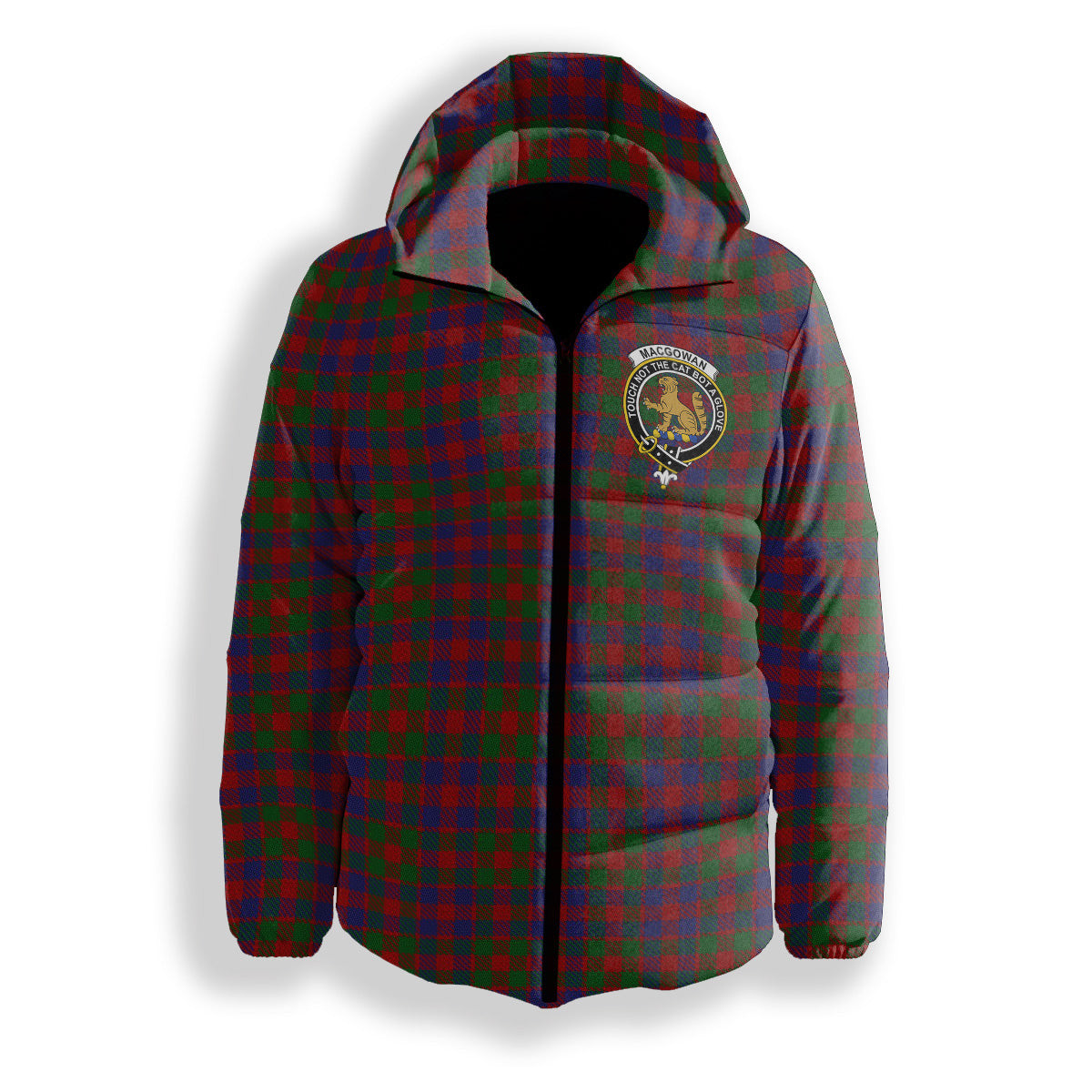 ScotsTee Shop Scottish MacGowan Crest Tartan Down Jacket Winter White Duck Down Plaid