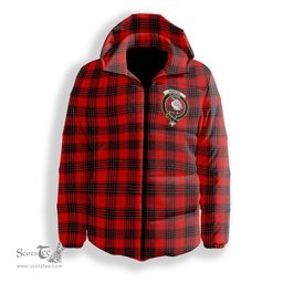 ScotsTee Shop Scottish Wemyss SC Crest Tartan Down Jacket Winter White Duck Down Plaid