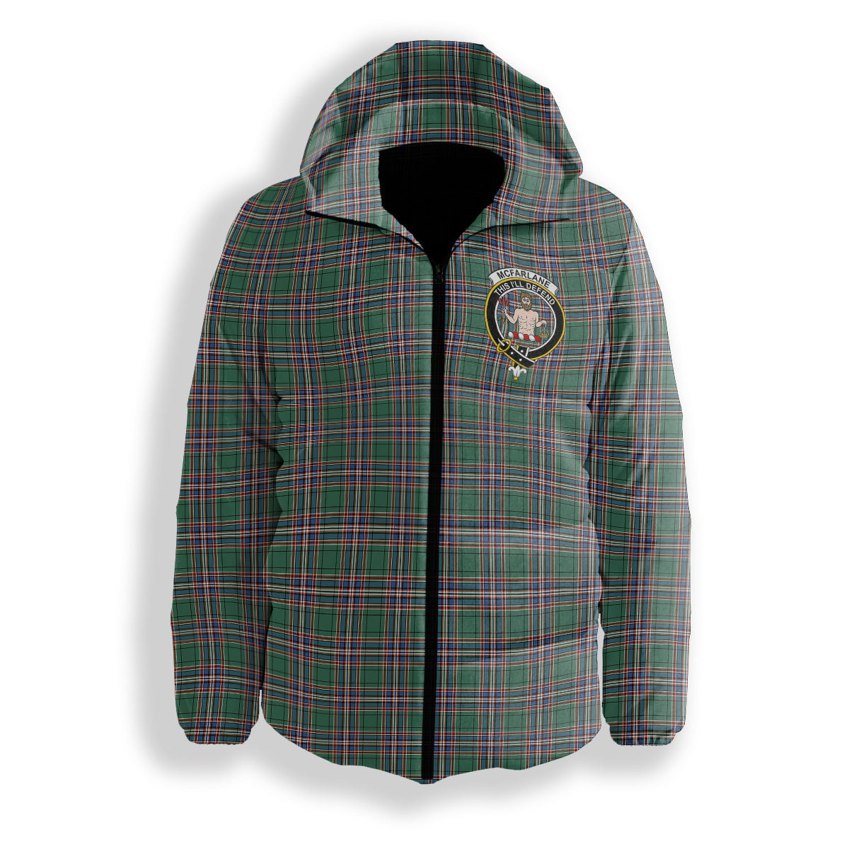 ScotsTee Shop Scottish McFarlane Hunting Ancient Crest Tartan Down Jacket Winter White Duck Down Plaid