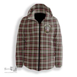 ScotsTee Shop Scottish McLean Dress Crest Tartan Down Jacket Winter White Duck Down Plaid