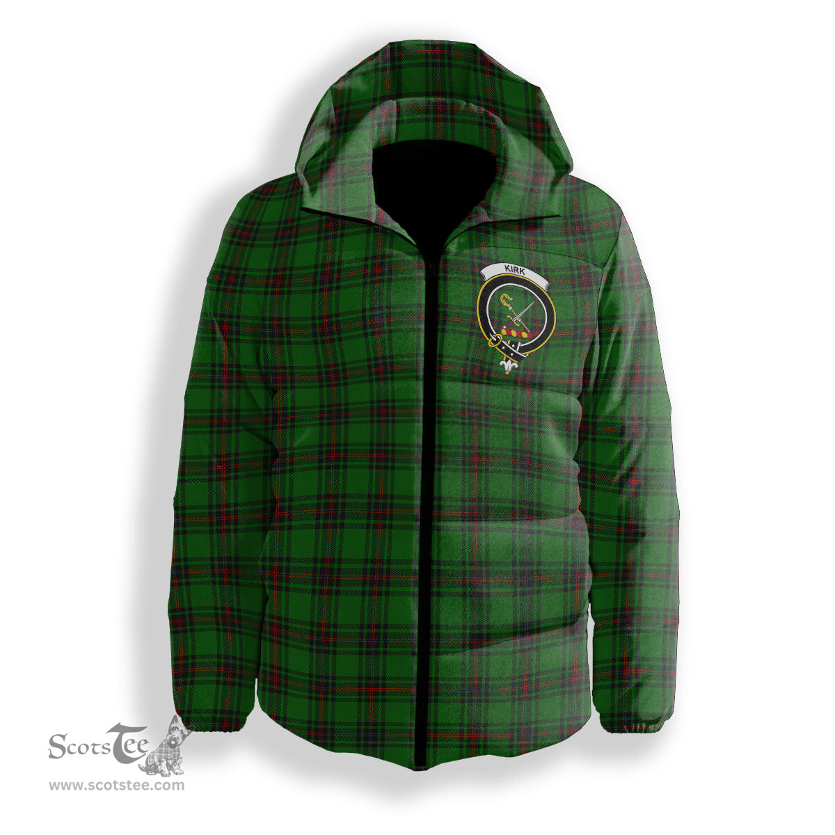 ScotsTee Shop Scottish Kircaldy SC Crest Tartan Down Jacket Winter White Duck Down Plaid