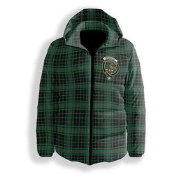 ScotsTee Shop Scottish MacAulay Hunting Ancient Crest Tartan Down Jacket Winter White Duck Down Plaid