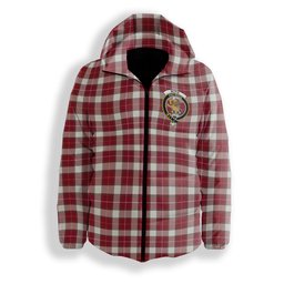 ScotsTee Shop Scottish McFie Dress Modern Crest Tartan Down Jacket Winter White Duck Down Plaid