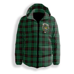 ScotsTee Shop Scottish Douglas Black Ancient Crest Tartan Down Jacket Winter White Duck Down Plaid