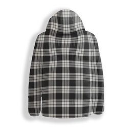 ScotsTee Shop Scottish MacFarlane Black White Crest Tartan Down Jacket Winter White Duck Down Plaid