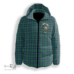 ScotsTee Shop Scottish Shaw Ancient Crest Tartan Down Jacket Winter White Duck Down Plaid