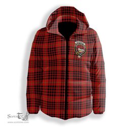 ScotsTee Shop Scottish McDonald of Ardnamurchan Modern Crest Tartan Down Jacket Winter White Duck Down Plaid