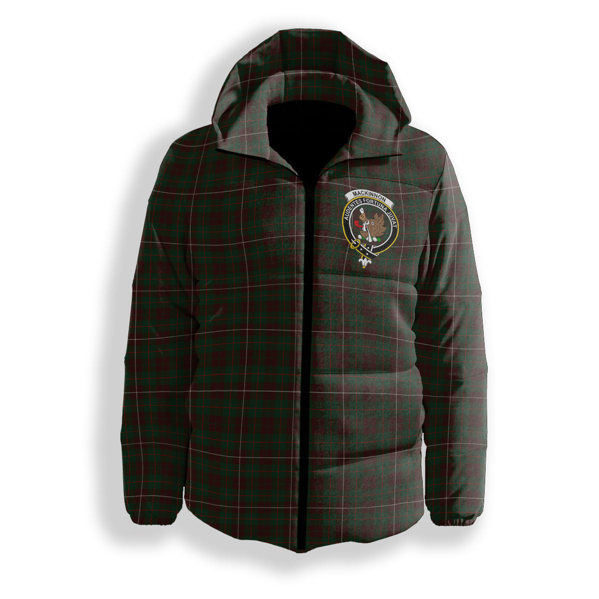 ScotsTee Shop Scottish MacKinnon Hunting 3 Crest Tartan Down Jacket Winter White Duck Down Plaid