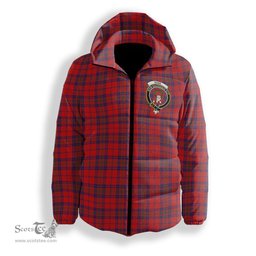 ScotsTee Shop Scottish Ross Old Modern Crest Tartan Down Jacket Winter White Duck Down Plaid