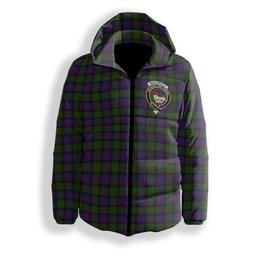 ScotsTee Shop Scottish MacDonald Crest Tartan Down Jacket Winter White Duck Down Plaid