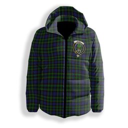 ScotsTee Shop Scottish Mowat Crest Tartan Down Jacket Winter White Duck Down Plaid