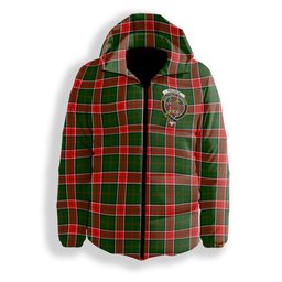 ScotsTee Shop Scottish Pollock Modern Crest Tartan Down Jacket Winter White Duck Down Plaid