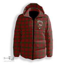 ScotsTee Shop Scottish MacDonald of Sleat Crest Tartan Down Jacket Winter White Duck Down Plaid