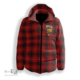 ScotsTee Shop Scottish MacIvor Modern Crest Tartan Down Jacket Winter White Duck Down Plaid