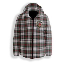 ScotsTee Shop Scottish McDuff Dress Modern Crest Tartan Down Jacket Winter White Duck Down Plaid