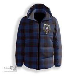 ScotsTee Shop Scottish Hume Crest Tartan Down Jacket Winter White Duck Down Plaid