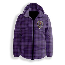 ScotsTee Shop Scottish Learmonth Family Herts Crest Tartan Down Jacket Winter White Duck Down Plaid
