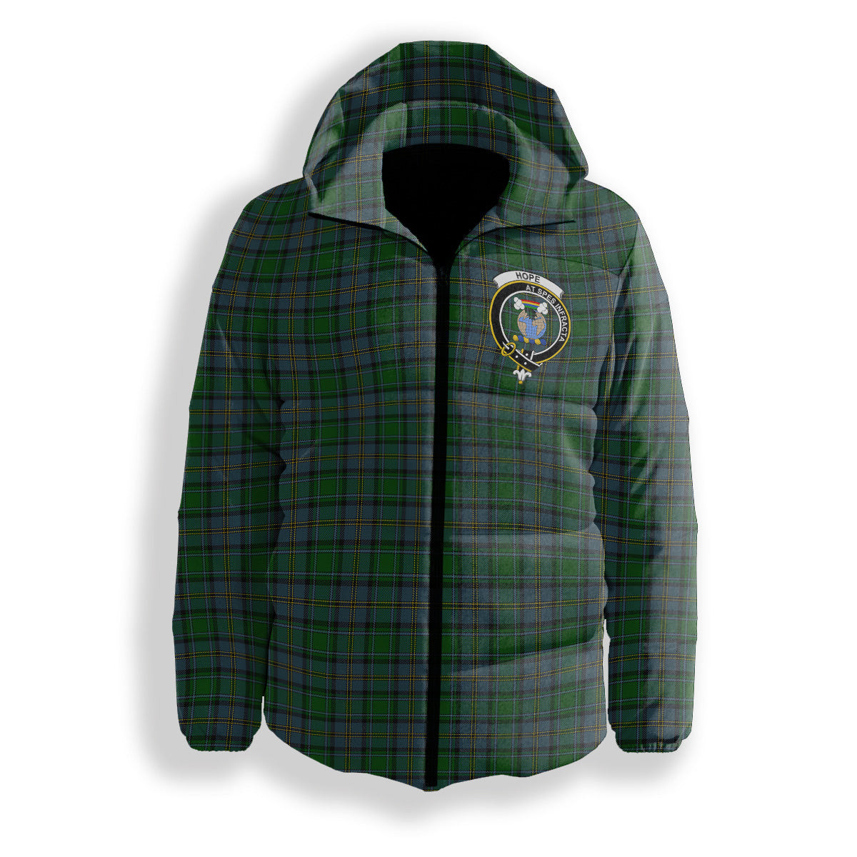 ScotsTee Shop Scottish Hope Vere Lochcarron Crest Tartan Down Jacket Winter White Duck Down Plaid