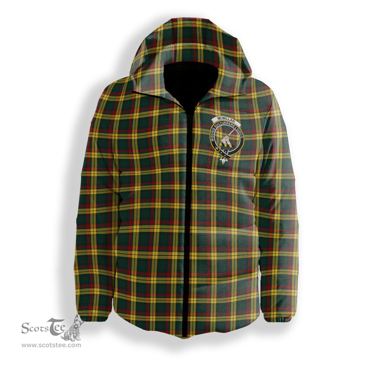 ScotsTee Shop Scottish McMillan Old Modern Crest Tartan Down Jacket Winter White Duck Down Plaid