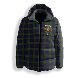 ScotsTee Shop Scottish Nicolson Green Hunting Crest Tartan Down Jacket Winter White Duck Down Plaid