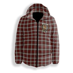 ScotsTee Shop Scottish MacPhee Dress Crest Tartan Down Jacket Winter White Duck Down Plaid