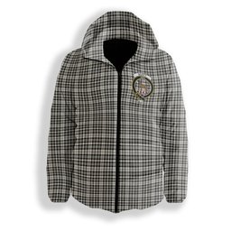 ScotsTee Shop Scottish Scott Black and White Ancient Crest Tartan Down Jacket Winter White Duck Down Plaid