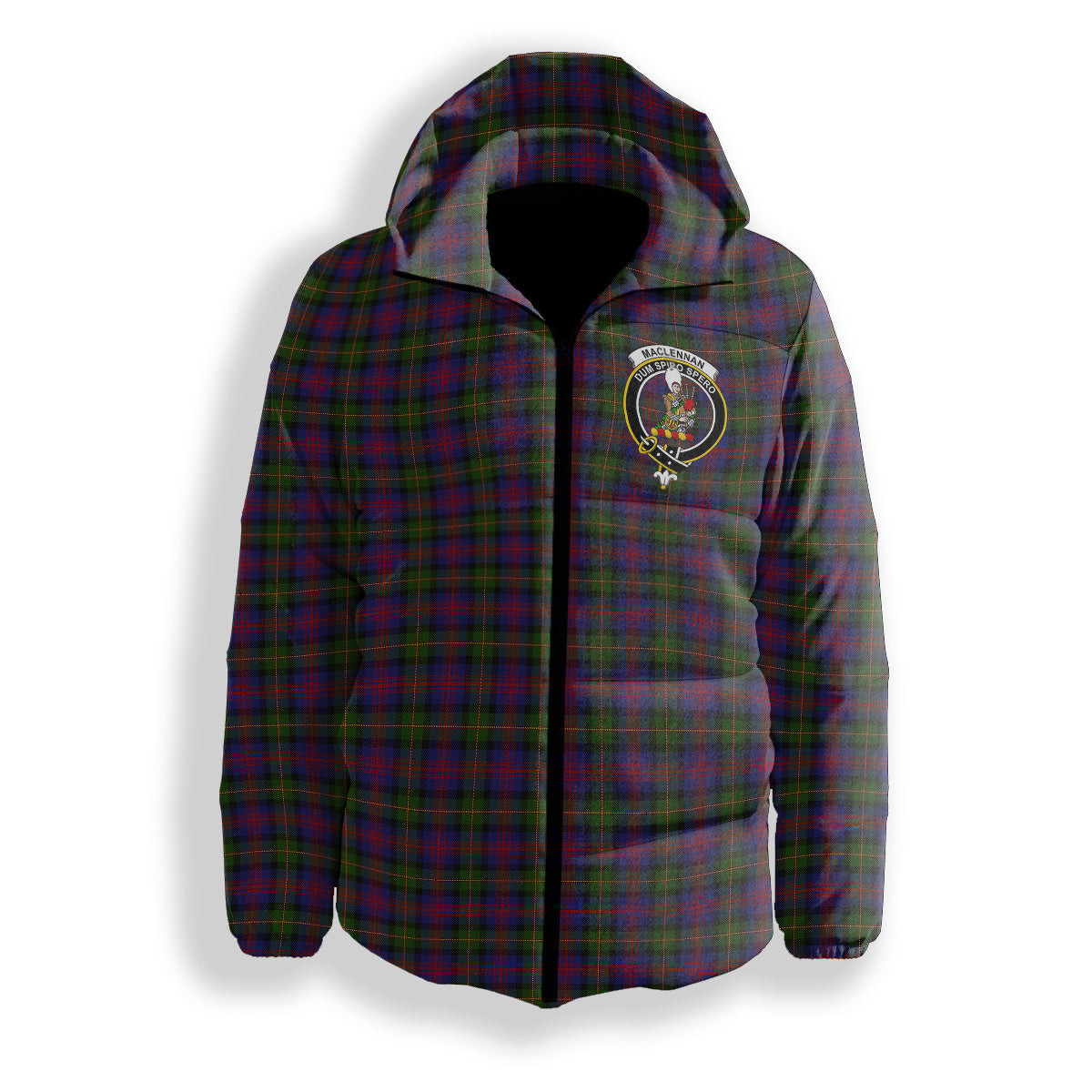ScotsTee Shop Scottish MacLennan Crest Tartan Down Jacket Winter White Duck Down Plaid