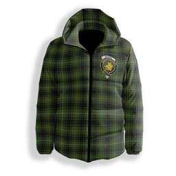ScotsTee Shop Scottish MacIver Hunting Crest Tartan Down Jacket Winter White Duck Down Plaid