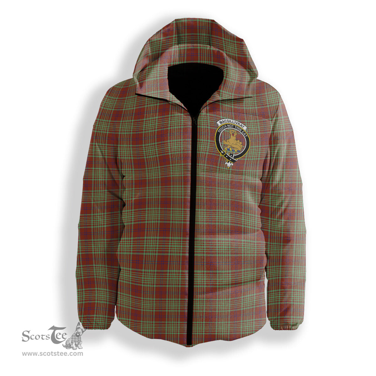 ScotsTee Shop Scottish MacGillivray Hunting Ancient Crest Tartan Down Jacket Winter White Duck Down Plaid
