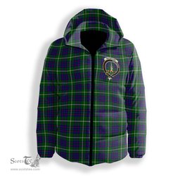 ScotsTee Shop Scottish MacIntyre Hunting Modern Crest Tartan Down Jacket Winter White Duck Down Plaid