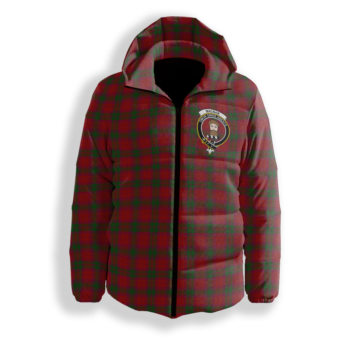 ScotsTee Shop Scottish MacNab Modern Crest Tartan Down Jacket Winter White Duck Down Plaid